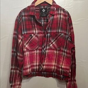 Upcycled bleached with design on the back Plaid shirt size medium.